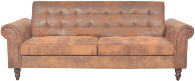 vidaXL Chesterfield Schlafsofa mit Armlehnen aus Kunstleder in Braun - Bild 1