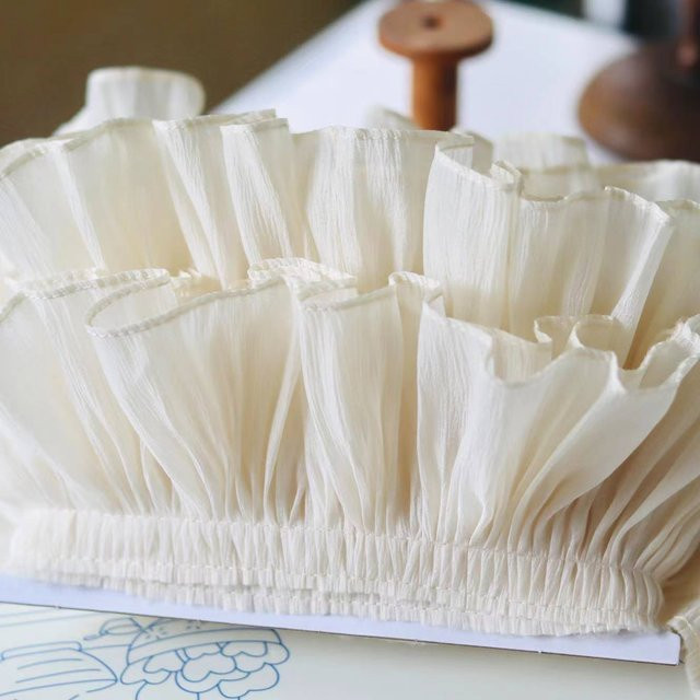 Beiges plissiertes Spitzenband mit Rüschenbesatz für DIY-Bastelmaterial und Heimdekoration, 9 Yards Länge - Bild 1