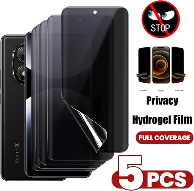 5 Stück Xiaomi Anti-Spionage Hydrogel-Displayschutzfolien für Redmi Note 15 14 13 12 Pro Plus 14S 12S 11S 15C 14C 13C 12C 10A in Transparent - Bild 1