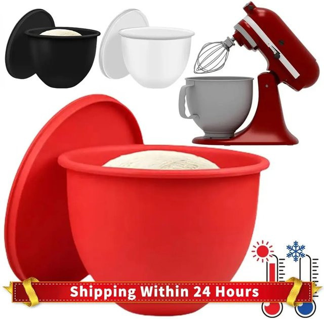 KitchenAid Silikon-Mischerschalen mit Deckel für 5-Qt-Mixer mit neigbarem Kopf, Rot, Rund - Bild 1