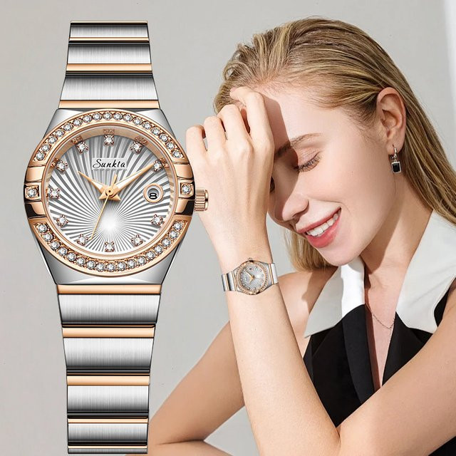 LIGE Armbanduhr Quarz, Edelstahl, Diamant, Silber, Damen - Bild 1
