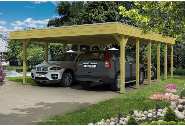 Skan Holz Carport Friesland imprägniert grün B/T: 557 x 860 cm, Höhe: 254 cm - Bild 1