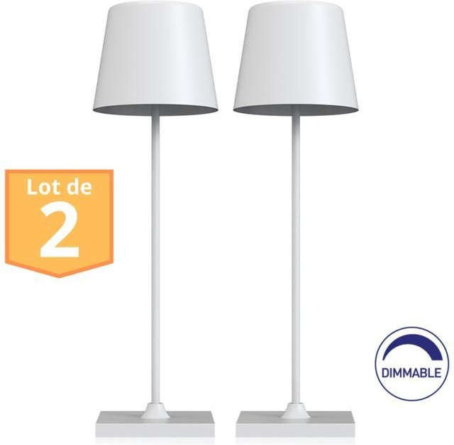 Set aus 2 wiederaufladbaren LED-Tischlampen in Weiß, dimmbar, warmweißes Licht (3000K), 3W, IP44 Schutzklasse - Bild 1