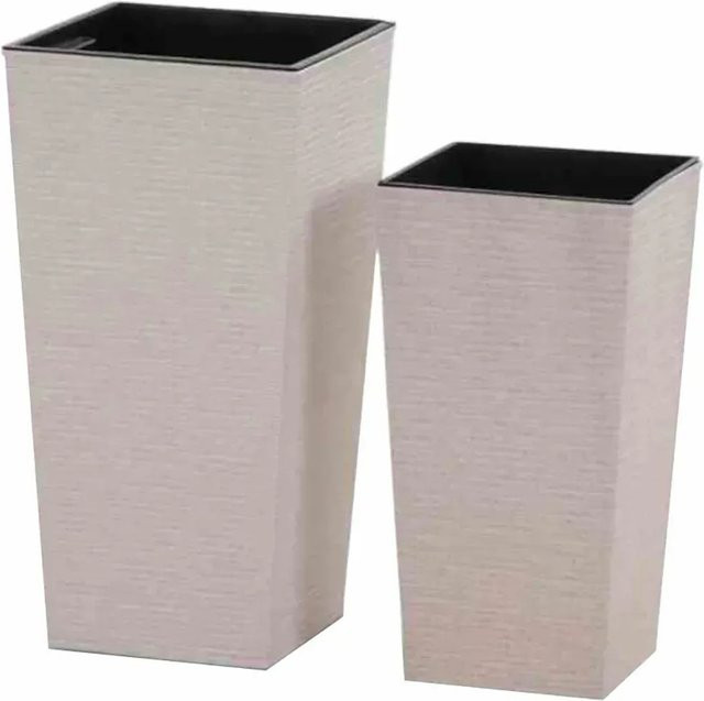 Siena Garden Pflanzgefäß Set Eco Nizza Weiß 2-teilig B/T/H: 30 x 30 x 57 cm - Bild 1