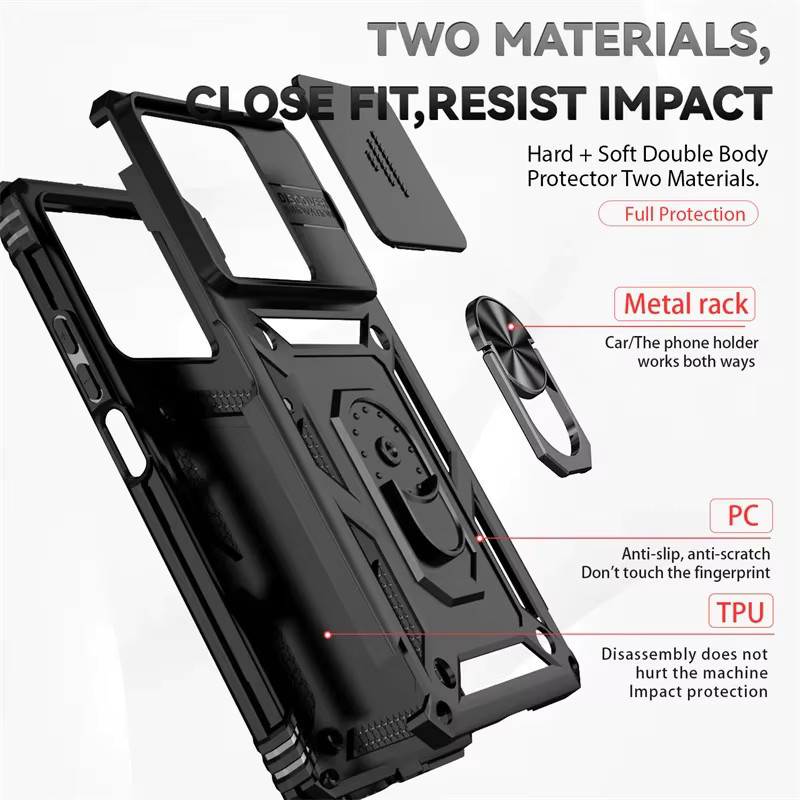 Schutzhülle für Xiaomi Poco X6 5G mit Ständer und Heavy Duty Rüstung in Schwarz und Rot - Bild 4
