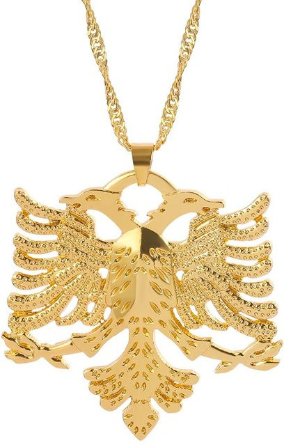 TuiYing Anhänger Halskette, Gold, Albanischer Doppelköpfiger Adler, Unisex - Bild 1