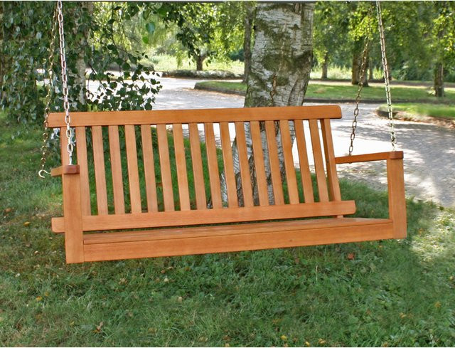 Garden Pleasure Hängebank Columbia 2-Sitzer aus geöltem Eukalyptus-Holz in Braun, B/T/H: 130 x 56 x 63 cm - Bild 2