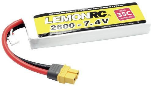 LemonRC LiPo Akku 7.4V 2600 mAh 2S 35C Softcase mit XT60 Anschluss in Weiß - Bild 1