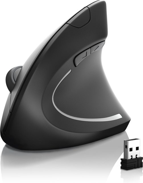 CSL Ergonomische Vertikale Funkmaus mit Bluetooth und 2,4 GHz in Schwarz - Bild 1