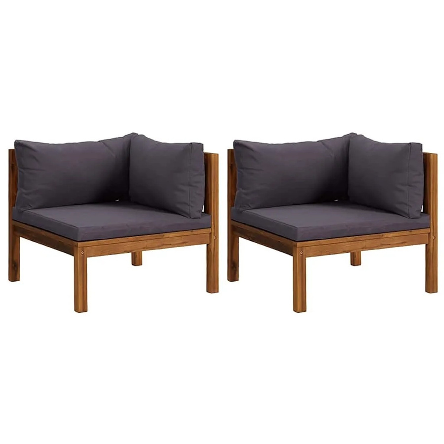 vidaXL Ecksofa Set aus Massivholz Akazie mit grauen Kissen in L-Form - Bild 2