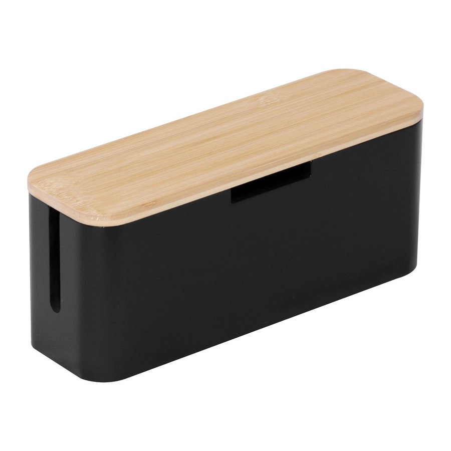 Relaxdays Kabelbox aus Bambus in Natur und Schwarz mit Magnetverschluss, B/T/H: 34 x 14,5 x 11 cm - Bild 2