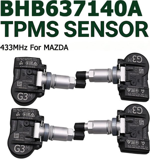 4 Stück GANGLE TPMS Reifensensor BHB637140A 433MHz Reifendrucküberwachungssystem Ersatz für Mazda 6 5 CW 3 2 DJ1 GH KF ER TB1 NC1 ND in Schwarz - Bild 1