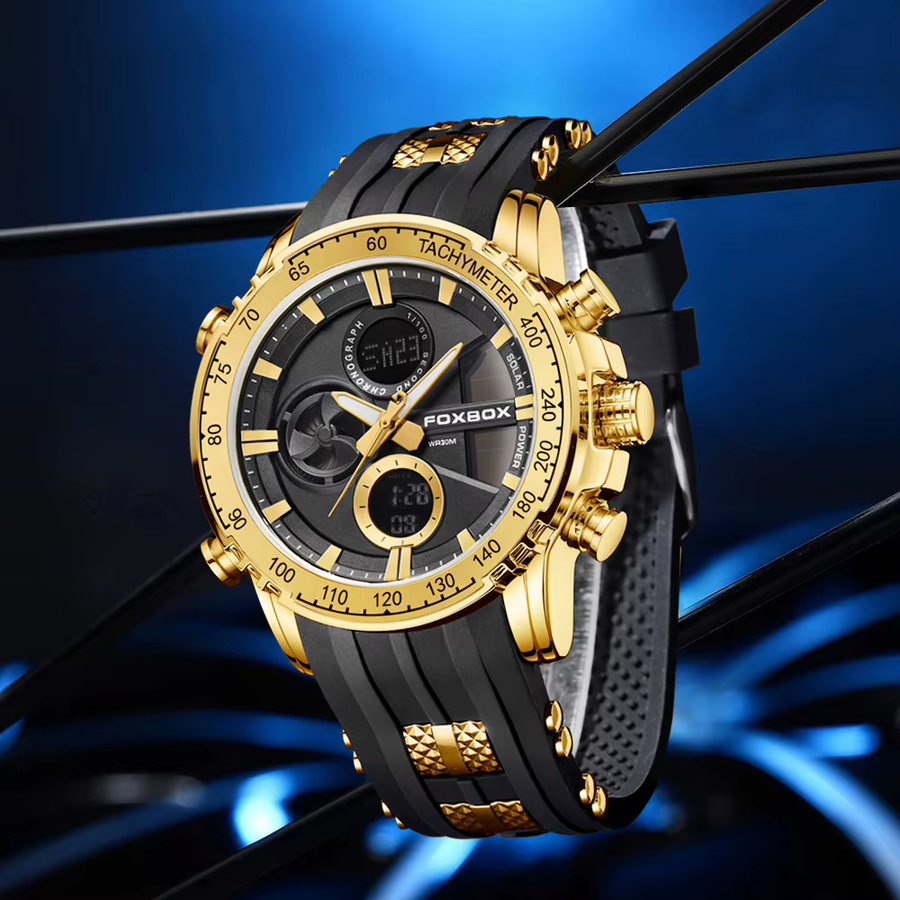 LIGE Armbanduhr Digital, Quarz, Edelstahl, Schwarz, Silber, Herren - Bild 2