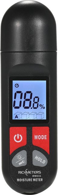 RICHMETERS RM031 Multifunktionaler Holzfeuchtetester mit Doppelnadel in Schwarz - Bild 1