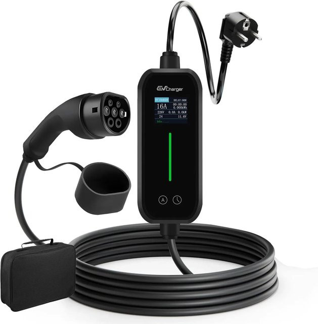 Junsun Typ 2 Ladekabel 6m EV Ladegerät 3kW in Schwarz - Bild 1