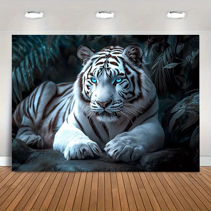 VIKAMA Wandteppich mit weißem Tiger Motiv in Weiß zur Wanddekoration für Wohnzimmer und Schlafzimmer - Bild 2