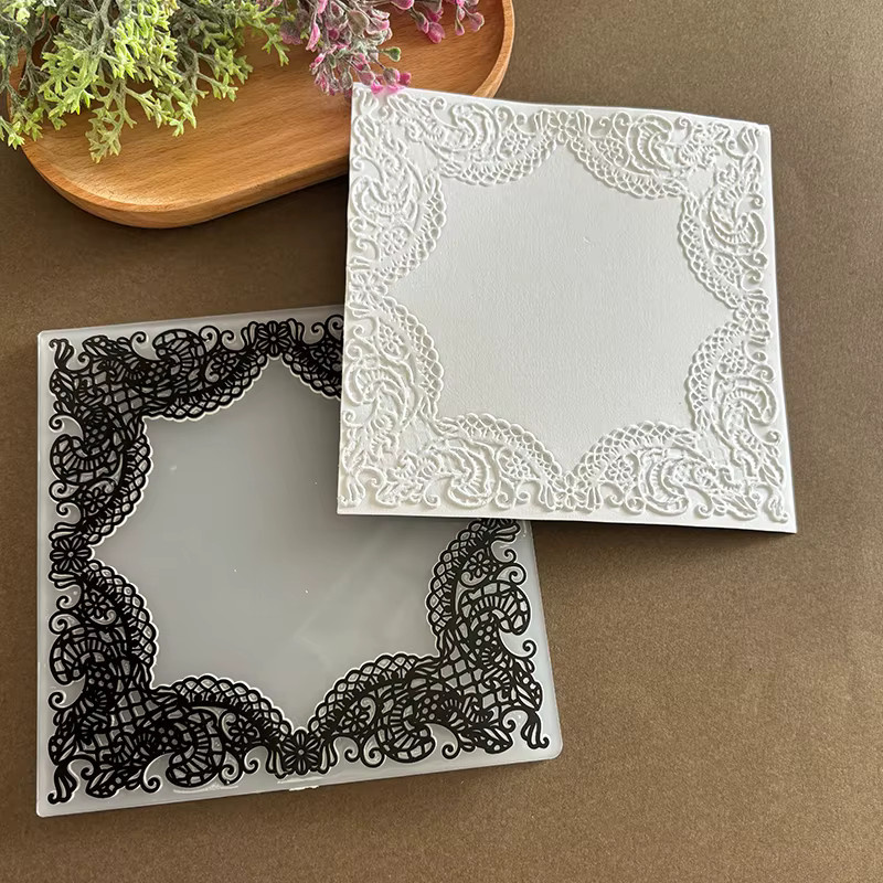 Geprägter Ordner mit 3D-Spitzenmuster und Rahmen in Weiß aus Kunststoff für Scrapbooking, Kartenherstellung und Hochzeitsdekoration - Bild 3