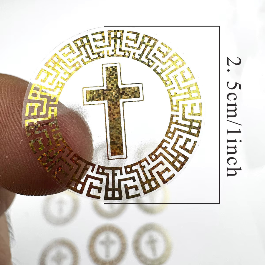 500 Stück runde Aufkleberrolle aus Folie mit goldenem Kreuz in Gold für Scrapbooking und Planer - Bild 2