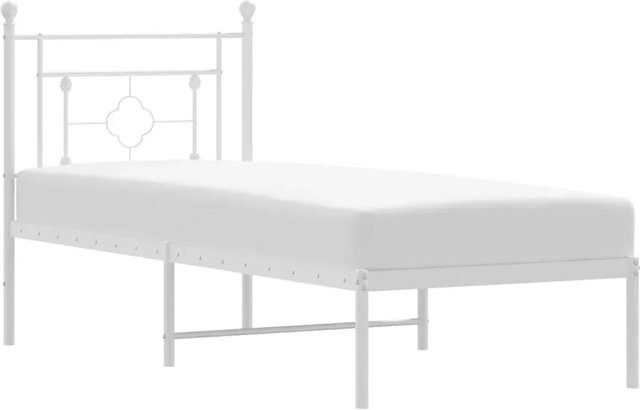 vidaXL Bettgestell aus Metall mit Kopfteil in Weiß, klassisches Design, B/H: 80 x 200 cm - Bild 1
