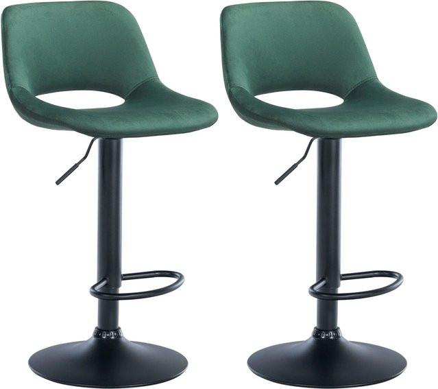 DELUKE Barhocker JAKSON 2er Set, Samt Barstühle mit Lehne, Grün und Schwarz, Höhe: 107 cm, Breite: 46 cm, Tiefe: 60 cm - Bild 1