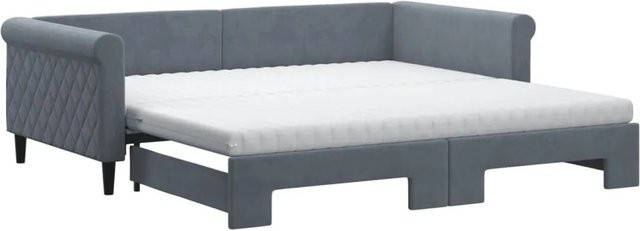 vidaXL Tagesbett ausziehbar mit Matratzen in Dunkelgrau aus Samt mit Schaumstofffüllung B/T/H: 200 x 100 x 68 cm - Bild 1