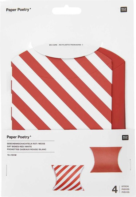 Rico Design Paper Poetry Geschenkschachteln Weihnachten Rot-Weiß 4 Stück B: 12 cm, H: 18 cm - Bild 1