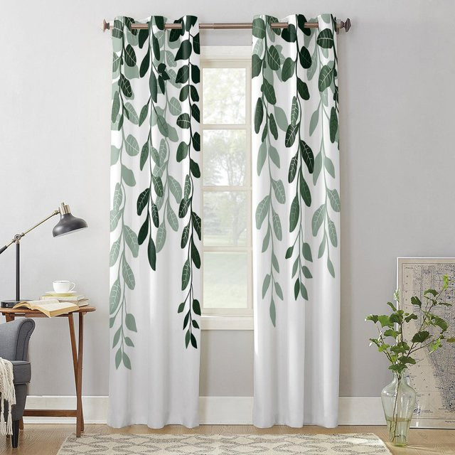 Super Six Vorhang mit Blätter- und Blumenmuster in Grau, semi-transparent, Breite: 135 cm, Höhe: 60 cm - Bild 1