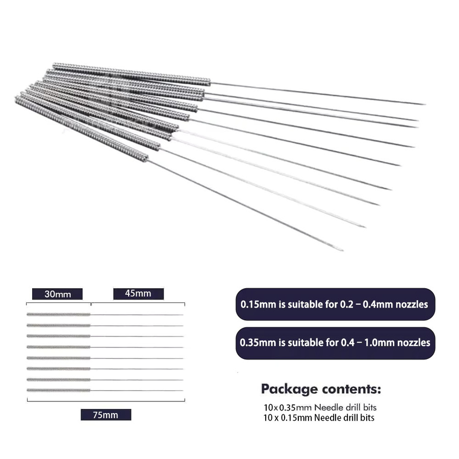 LIXIU 3D-Drucker-Düsen-Reinigungsset mit 20 Nadeln in Silber, 0.15 mm und 0.35 mm für Düsen von 0.2 bis 1.0 mm, passend für Bambu Lab X1 P1 A1 Mini und Ender 3 K1 MK8 - Bild 2