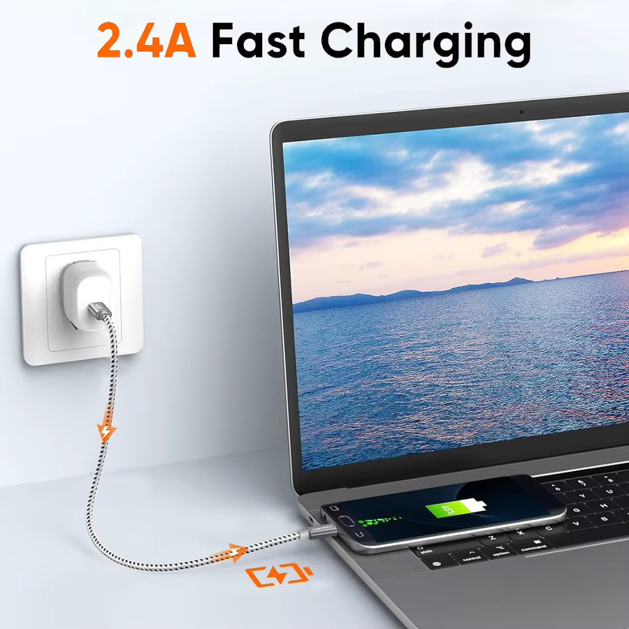 CableCreation USB-C-auf-Micro-USB-Kabel, 0,2 m, geflochtenes OTG-Kabel in Grau mit 480 Mbit/s - Bild 2