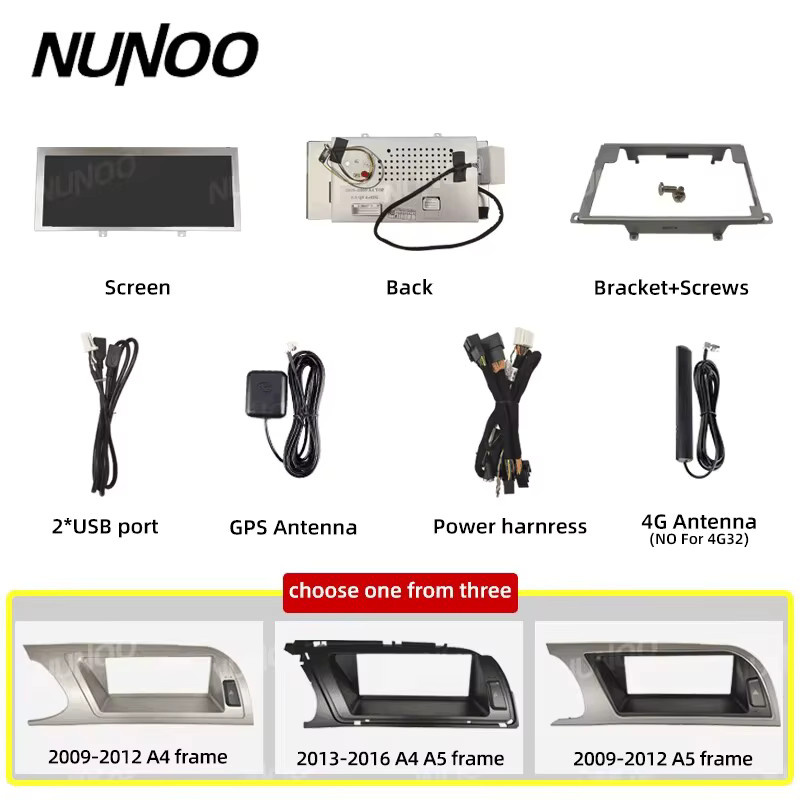 Nunoo Android 14 Multimedia Player für Audi A4 B8 und A5 mit 8 GB RAM und 256 GB Speicher, CarPlay, GPS und MMI 2G CD Wechsler Unterstützung, Schwarz - Bild 2
