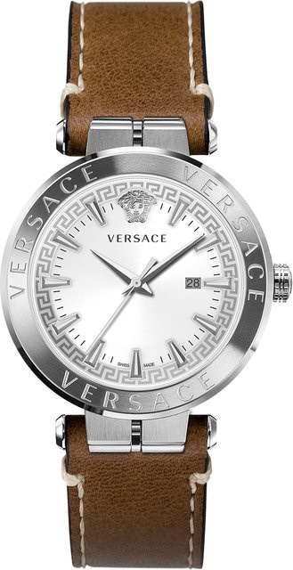 Versace Herrenuhr, Quarz, Edelstahl, 44 mm, Leder, Weiß, 5 ATM - Bild 1