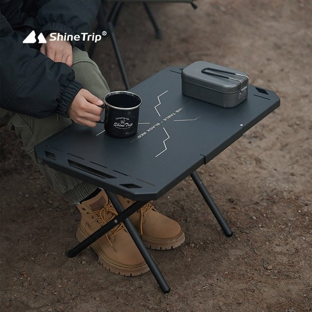 ShineTrip Taktischer Klapptisch aus Aluminium in Schwarz, multifunktionaler Campingtisch für den Außenbereich - Bild 1