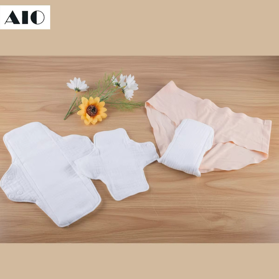 AIO Hygieneeinlagen aus Baumwollgarn, 2 Stück, weiß, waschbar - Bild 2