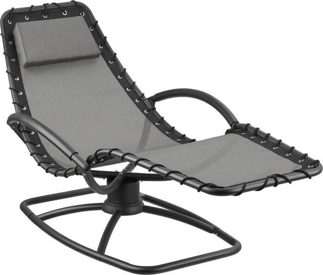 tectake Gartenliege Toulon Ergonomisch mit Komfort-Schwingbewegung und Textilene-Gewebe in Grau, B/T/H: 170 x 77 x 83 cm - Bild 2
