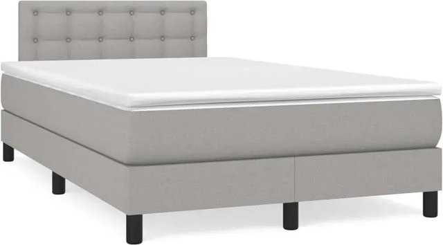 vidaXL Boxspringbett mit Matratze Hybrid-Design in Hellgrau, B/T/H: 120 x 200 cm - Bild 1