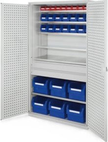 Kappes Grossraumschrank Mod. 37 mit Lochplattentüren aus Stahl in Grau und Weiß, B/T/H: 113 x 59 x 195 cm - Bild 1