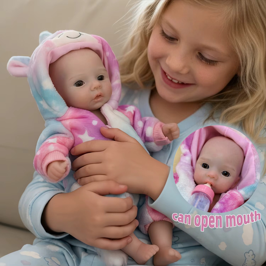 OartdDolls Reborn-Puppe aus Silikon mit offenem Mund, 10 Zoll, mehrfarbig, lebensechte Baby-Sammlerpuppe - Bild 2