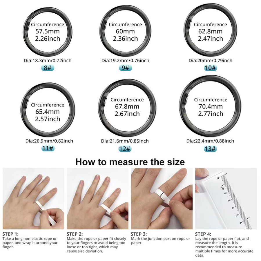 MISIRUN Smart Ring in Gold für Damen und Herren mit Ladecase zur Herzfrequenz-, Blutsauerstoff- und Schlafüberwachung sowie Multi-Sport-Modus und 1ATM Wasserdichtigkeit - Bild 5