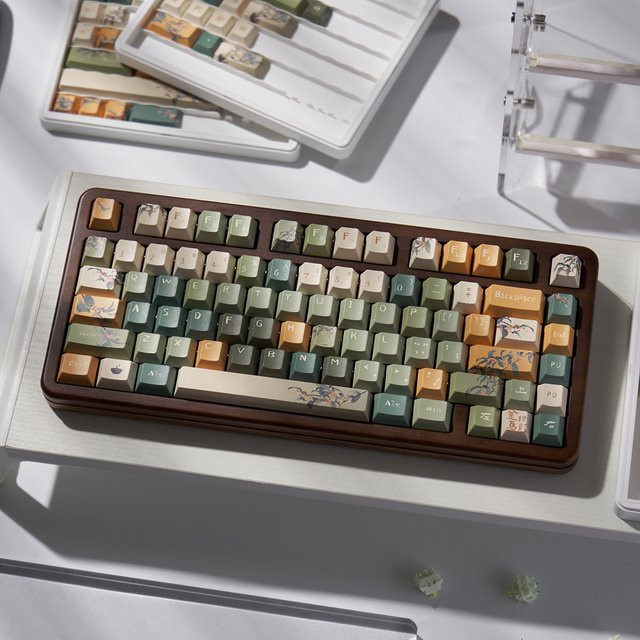 Venit Keys Oolong Tea Theme PBT-Tastenkappen im URE Profile mit Dye-Sub-Verfahren für MX mechanische Tastaturen, Mehrfarbig - Bild 1