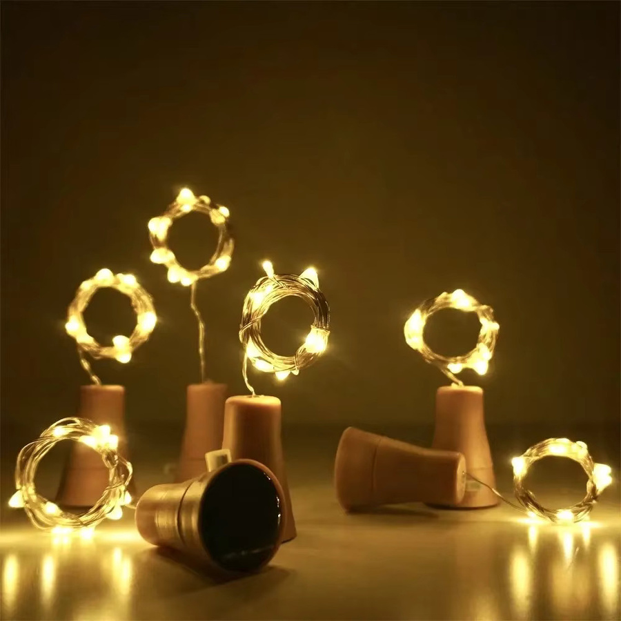 Solar Wein Flaschen Lichterkette mit 20 warmweißen LEDs und Korkform, 2m Solar Kupferdraht Lichterkette für Garten, Hochzeit und Party - Bild 3
