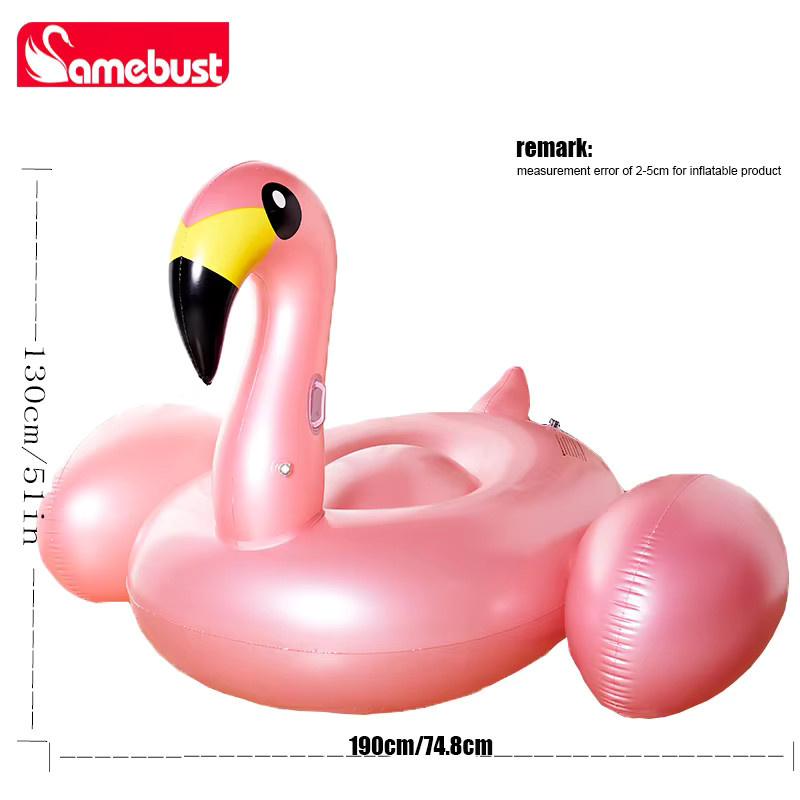 Camebust Roségoldener Aufblasbarer Flamingo Schwimmring, ab 14 Jahren - Bild 3