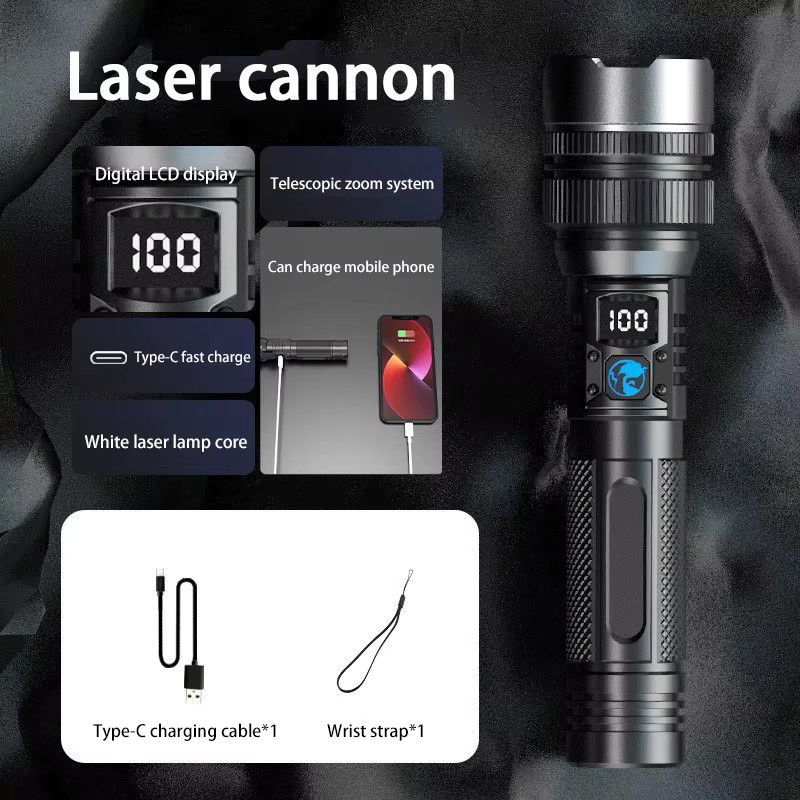 Xiaomi LED-Display-Laser-Taschenlampe, superhell, wiederaufladbar via Typ C, wasserdicht nach IPX8 - Bild 2