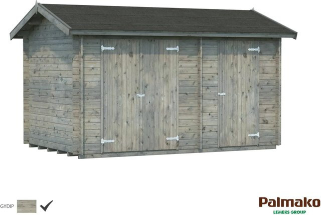 Palmako Jari Gartenhaus aus Fichtenholz in Grau mit Satteldach und Blockbohlenbauweise B/H/T: 410 x 235 x 240 cm - Bild 1