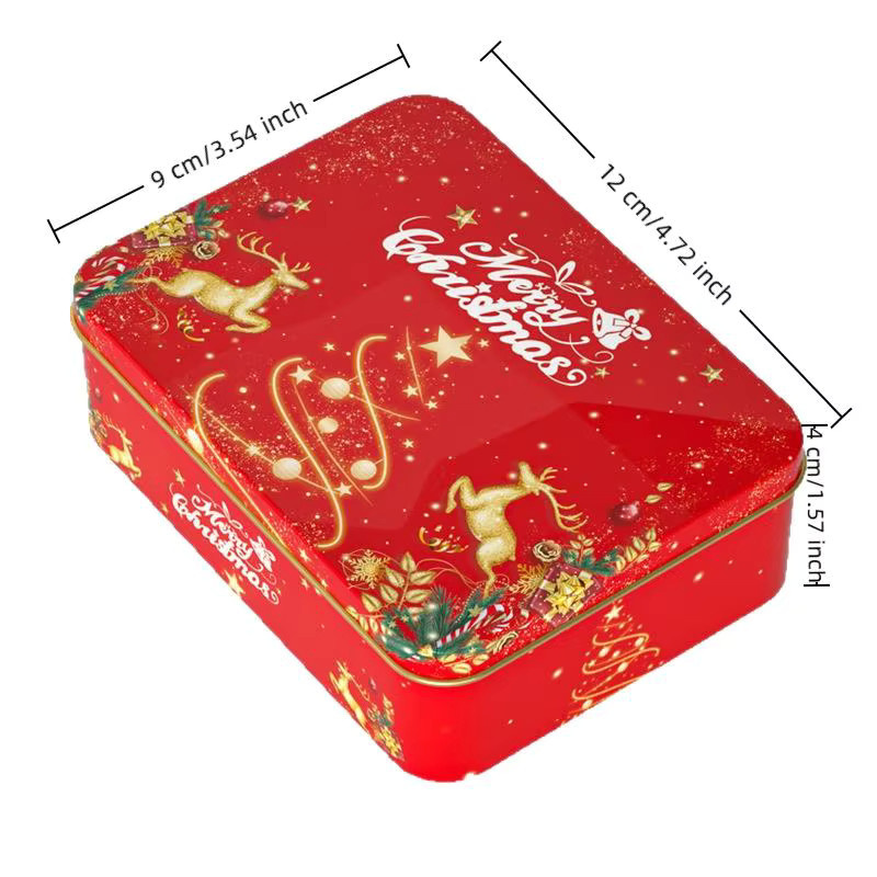 Weihnachtliche Metall-Süßigkeitenbox aus Weißblech mit Elch- und Weihnachtsmann-Motiv in Weiß und Mehrfarbig - Bild 4