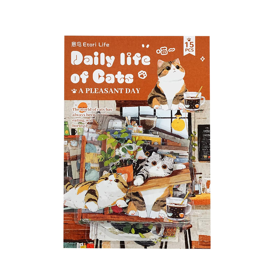Etori Life Coffee Daily Healing Home Katzen-Aufkleber, 15-teiliges Set, multicolour - Bild 5