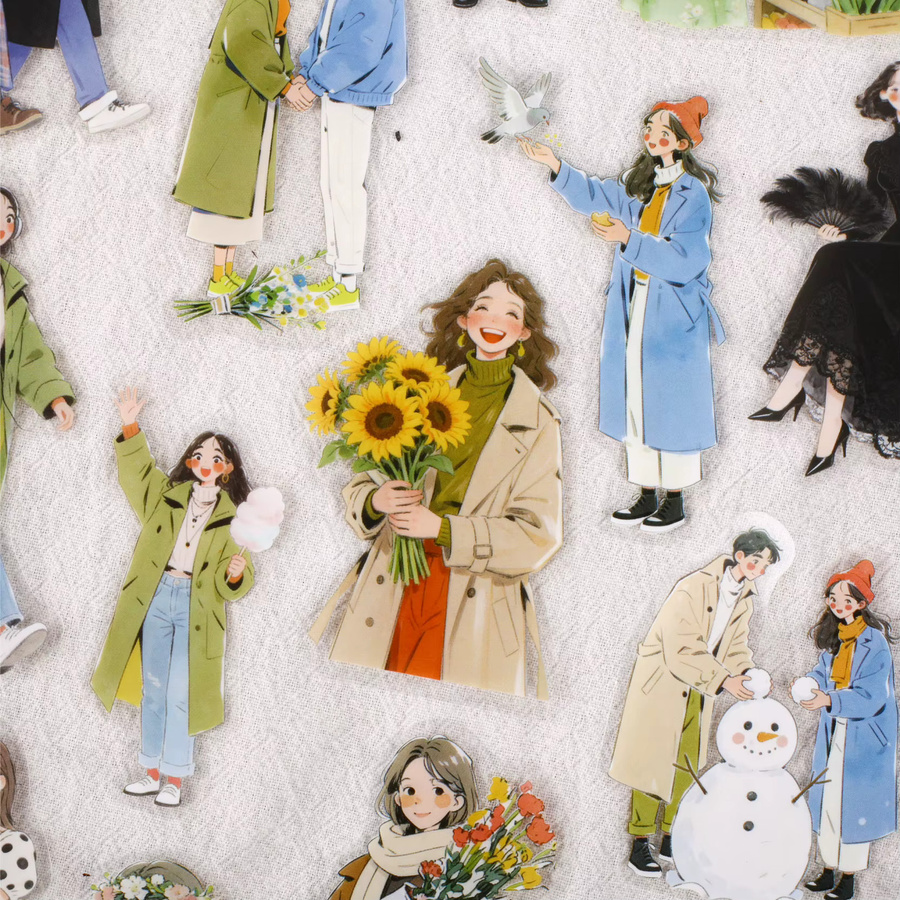 20 Stück Leisurely Collection Ästhetische Mode-Figuren PET-Aufkleber für DIY Tagebuch und Scrapbook, Mehrfarbig - Bild 3