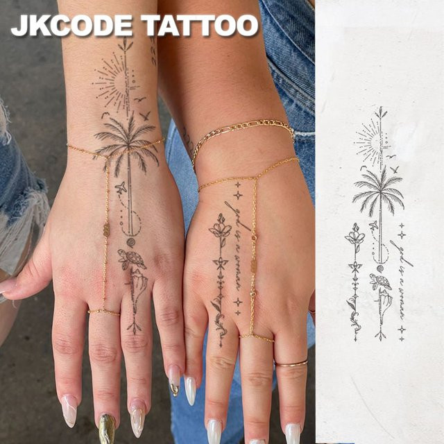 JKCODE TATTOO Semipermanente Tattoos, Kokosnussbaum, Unisex - Bild 1