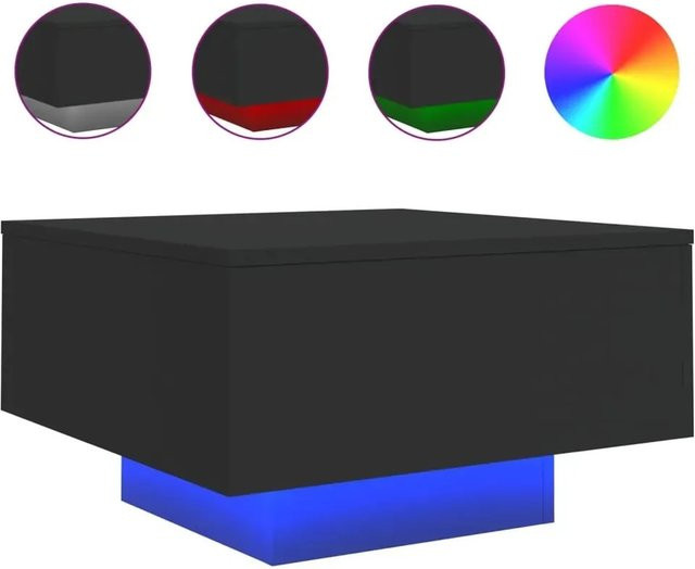 vidaXL Couchtisch mit LED-Leuchten in Schwarz, modern und quadratisch, B/T/H: 55 x 55 x 31 cm - Bild 1