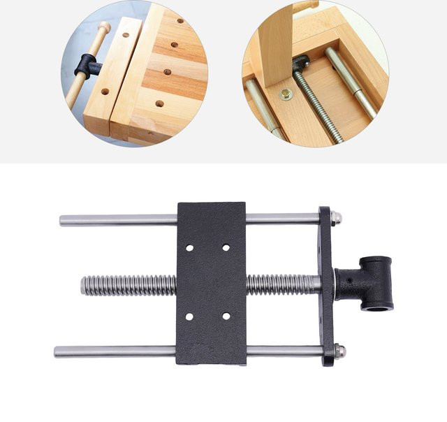 Bymaocar 7 Zoll Holzbearbeitungs-Schraubstock als Vorderzangen-Hobeltisch und Schwerlast-Tischklemme in Blau und Schwarz - Bild 1