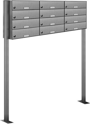 AL Briefkasten für 12 Parteien mit Zaundurchwurf, silberfarben, B/H/T: 123,2 x 150 x 27,5 cm - Bild 1